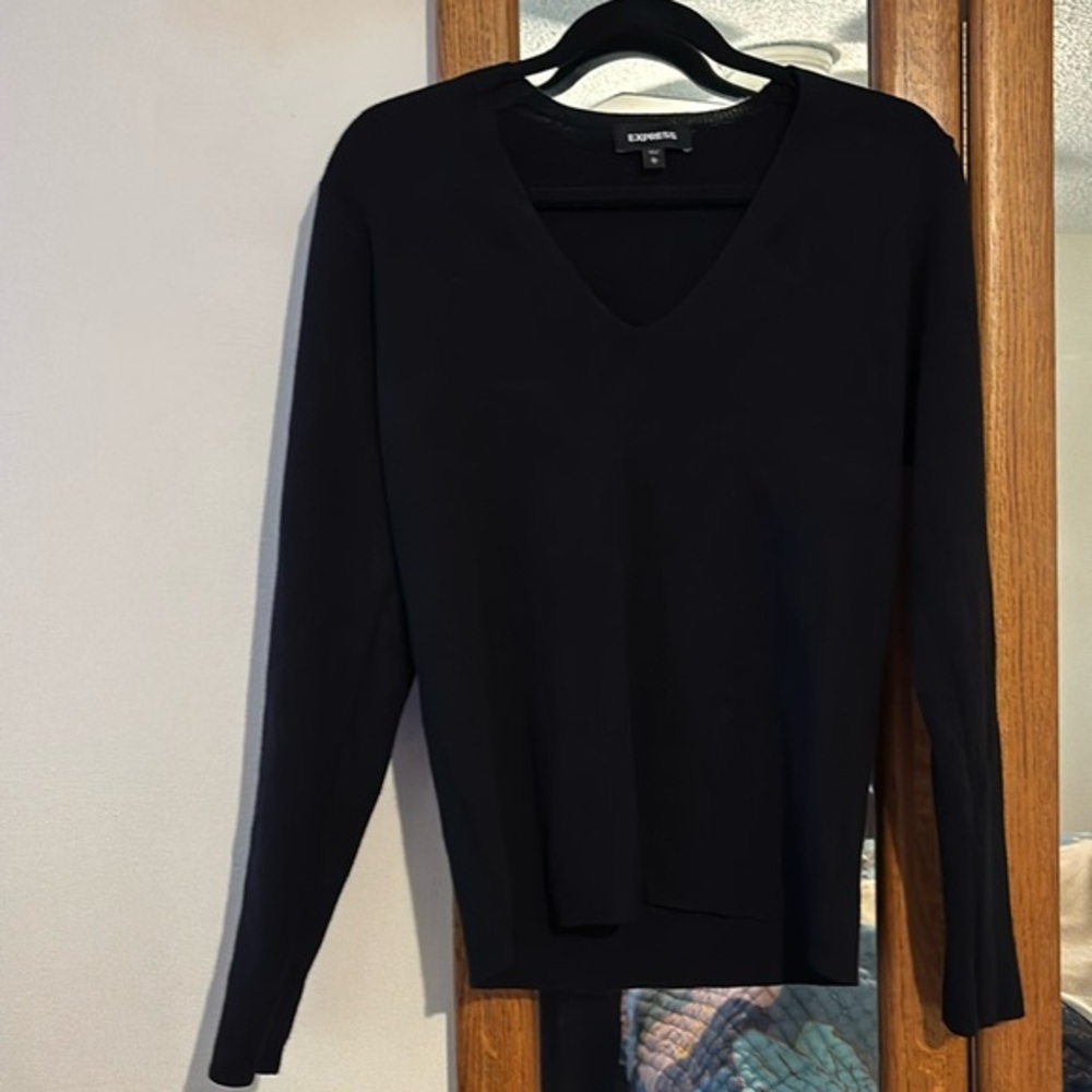 Express V neck sweater black XL